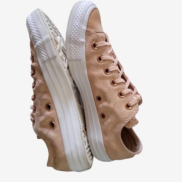 Converse All Star Women's Pink Shimmer/Rose Gold Canvas Low Top Lace-Up SZ 7 - Picture 8 of 10